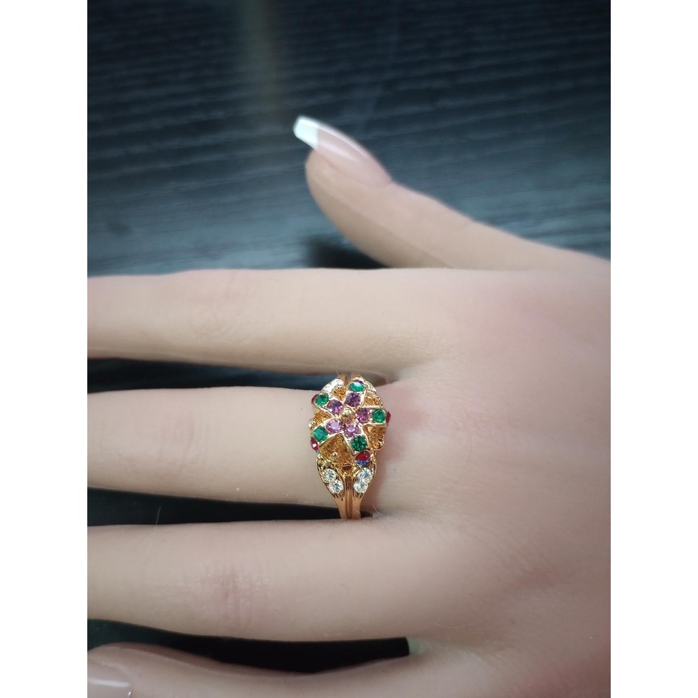 Vintage LIND 14KT HGE Crown Ring Multicolor Rhinestone Size 9.25 Gold Tone